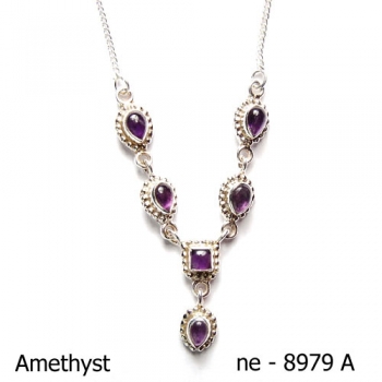 Natural purple amethyst stone necklace